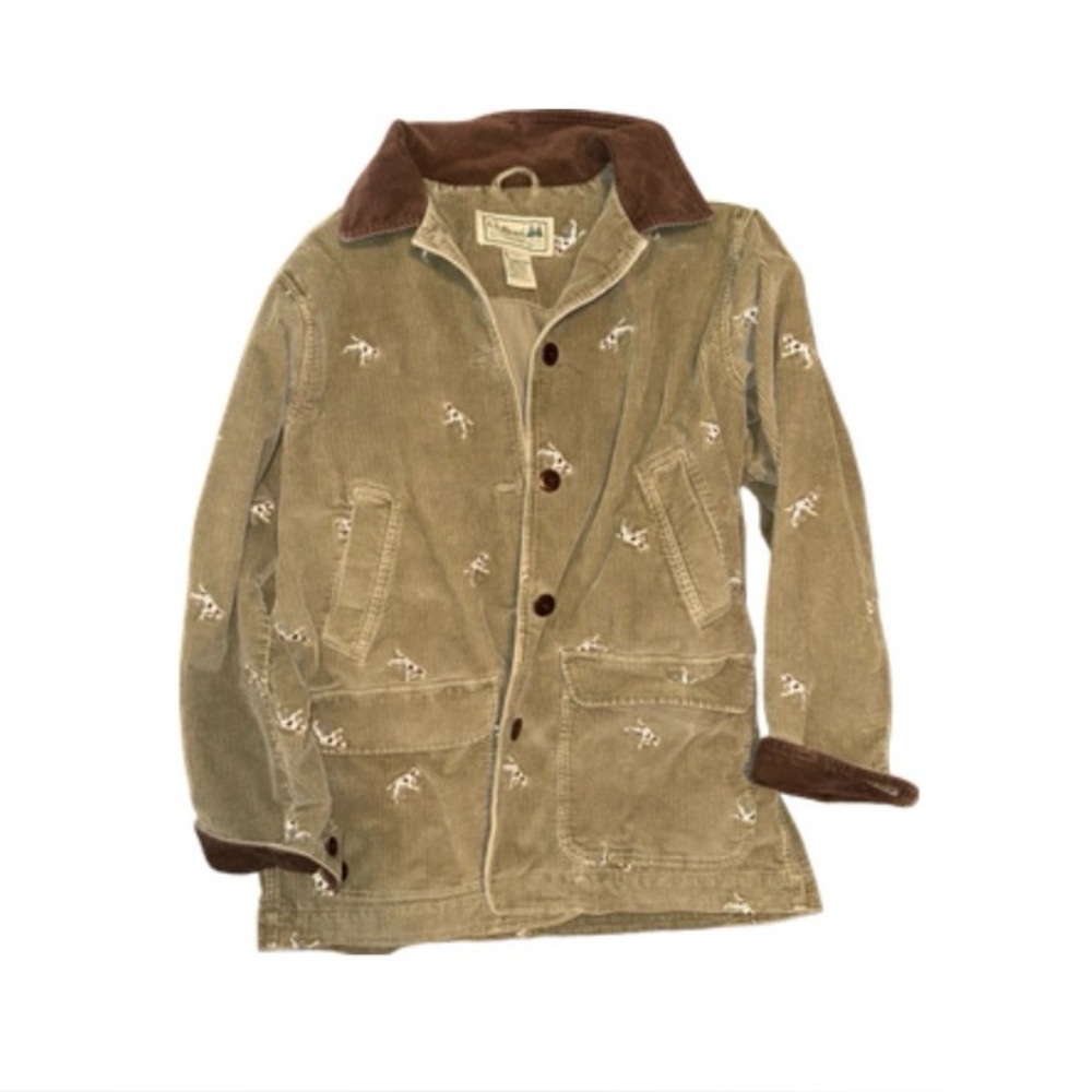 Vintage LL Bean Embroidered Corduroy Jacket with Brown Collar